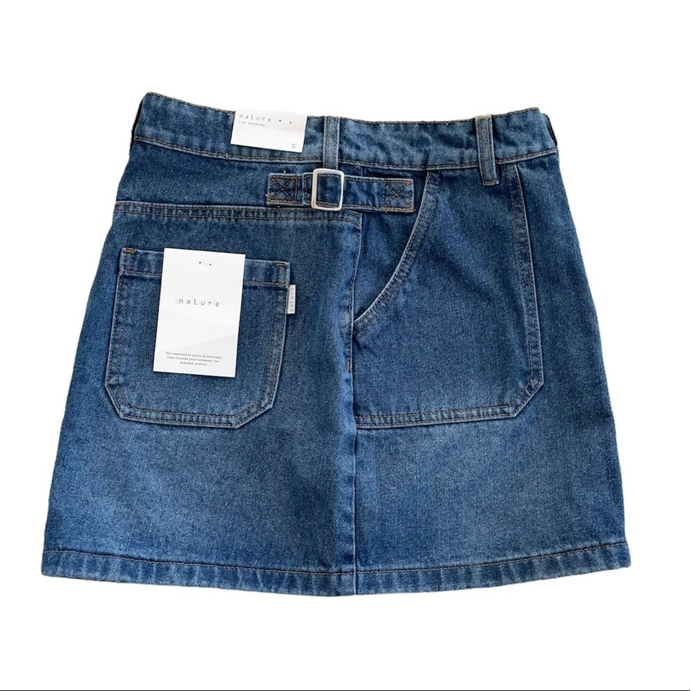Nature Los Angeles 100% Cotton High-Rise Dark Denim Jean Skirt Women’s Small - Picture 5 of 15